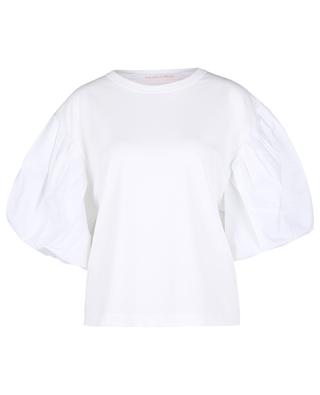 Boxy jersey T-shirt with poplin puff sleeves SEE BY CHLOE