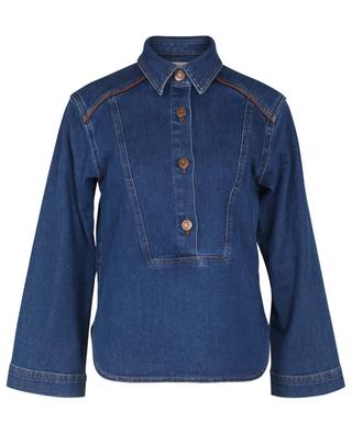 Denim overshirt with faux leather SEE BY CHLOE
