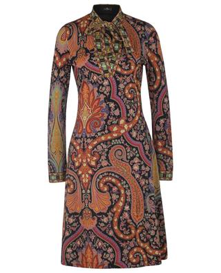Kurzes ausgestelltes Wollkleid mit Paisley- und Ikat-Motiven ETRO