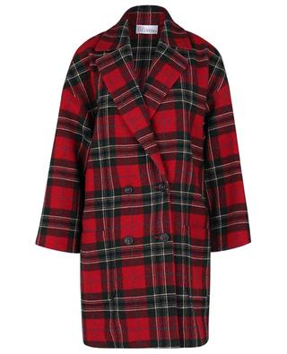 Kurzer doppelreihiger Oversize-Mantel aus Wolle Tartan RED VALENTINO