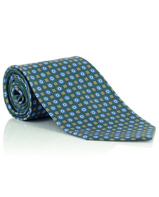 Cravate en sergé de soie imprimée fleurs géométriques LUIGI BORRELLI