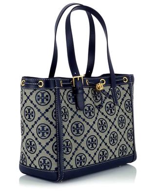 T Monogram Small jacquard and leather tote bag TORY BURCH