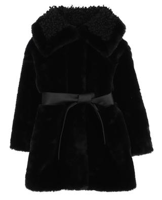 Girls' belted faux fur coat MONNALISA