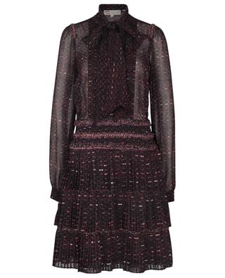 Tweed printed short pleated silk dress MAISON COMMON