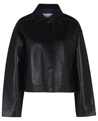 Auberry cropped leather and denim bomber jacket FRAME