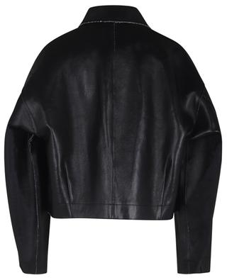Auberry cropped leather and denim bomber jacket FRAME