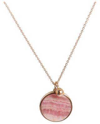 Ever Rhodochrosite Disc rose gold necklace GINETTE NY