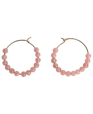 Maria pink gold and rhodochrosite hoop earrings GINETTE NY