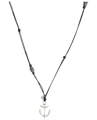 Leather necklace with pendant and silver coloured beads ANDREA D'AMICO