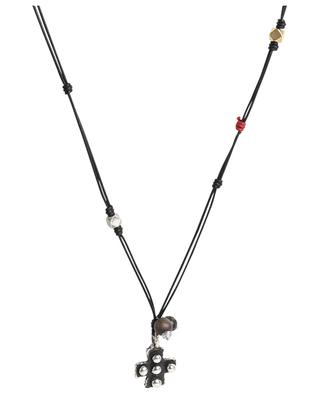 Leather necklace with pendant and beads ANDREA D'AMICO
