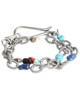 Keychain with semi-precious stones and silver coloured links ANDREA D'AMICO