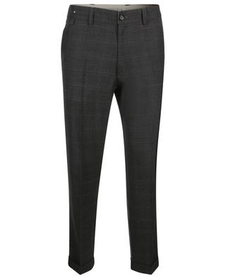 Checked slim fit trousers with turn-ups PAOLO PECORA