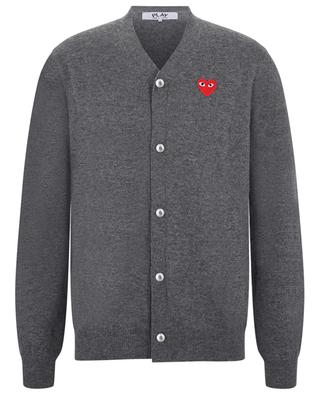 Red Heart button-down V-neck wool cardigan COMME DES GARCONS PLAY