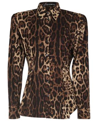 Cinched leopard printed silk shirt with shoulder pads DOLCE & GABBANA