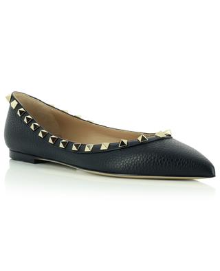 Rockstud pointy toe ballet flats in grained leather VALENTINO