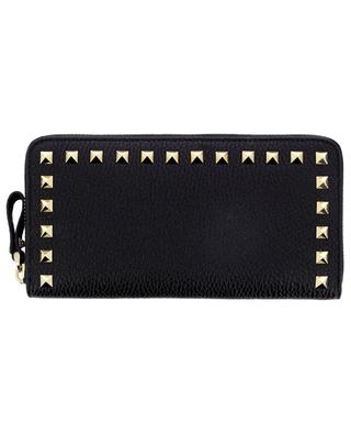Grosse Brieftasche aus genarbtem Leder mit Reissverschluss Rockstud VALENTINO