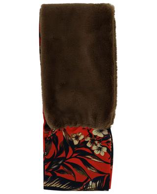 Scarf in faux fur and printed twill LEA CLEMENT
