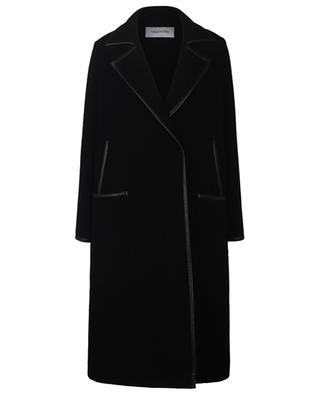 Wool bouclé and leather oversize coat VALENTINO