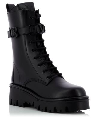 VLogo Combat Boots 50/30 lace-up smooth leather booties VALENTINO