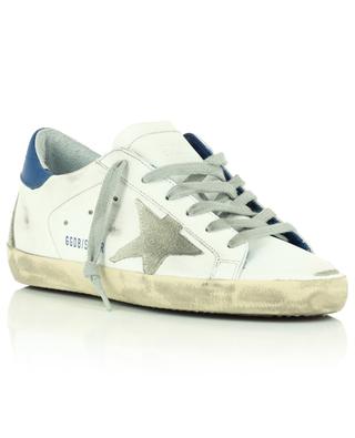 Super-Star white and blue leather lace-up sneakers with grey star GOLDEN GOOSE