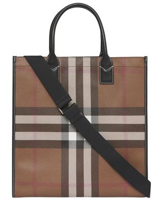 Denny Giant Check E-canvas and leather tote bag BURBERRY