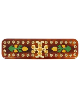 Resin brooch with inlaid crystals TORY BURCH