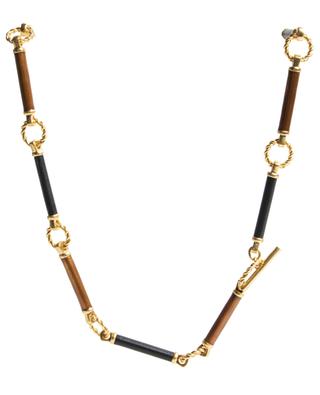 Kira brass, leather and enamel necklace TORY BURCH