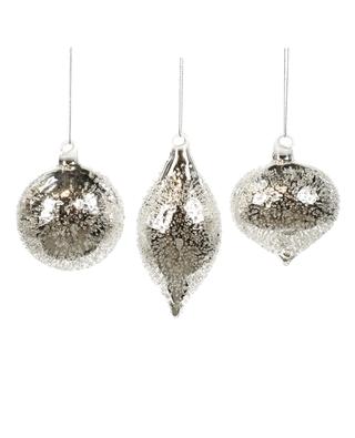 Crushed Glass effect set of 3 Christmas baubles GOODWILL