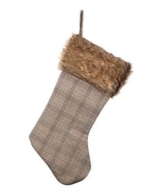 Tartan and faux fur Christmas stocking GOODWILL