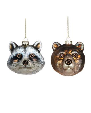 Raccoon and bear glass tree hangers GOODWILL