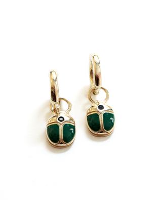 Scarabée golden hoop earrings - Green AVINAS