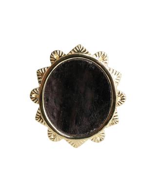 Malka gold-plated and onyx textured ring BE MAAD