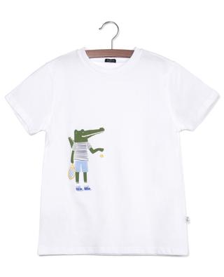 Tennis Crocodile printed boy's cotton crew-neck T-shirt IL GUFO