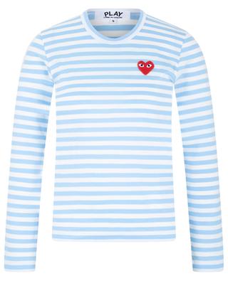 Gestreiftes Langarm-T-Shirt Red Heart Emblem COMME DES GARCONS PLAY
