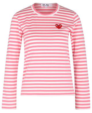 Red Heart Emblem striped long-sleeved T-shirt COMME DES GARCONS PLAY