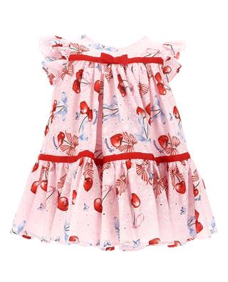 Cherry printed openwork embroidered baby dress MONNALISA