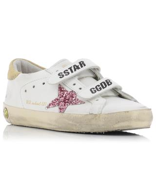 Old School girl's leather sneakers with pink glitter star GOLDEN GOOSE
