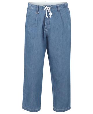 Demin effect casual trousers in cotton and linen PAOLO PECORA