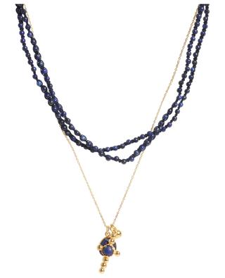 Bohème necklace in semi-precious stones adorned with a cross CAROLINE DE BENOIST