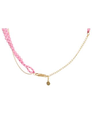 Cascade necklace in golden beads and semi-precious stones CAROLINE DE BENOIST