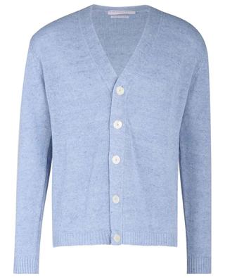 Button-down V-neck linen and cotton cardigan DANIELE FIESOLI