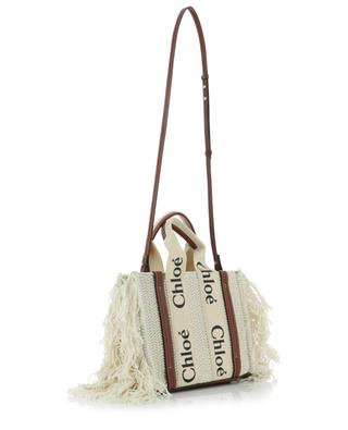 Woody Small fringed recycled cotton and leather tote bag CHLOE
