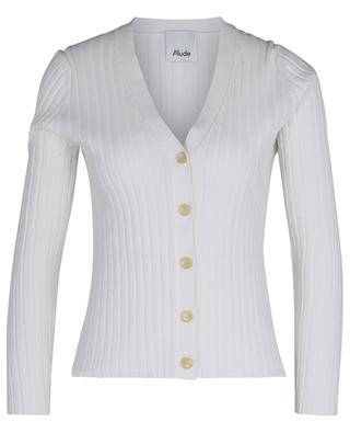 Button-up V-neck cardigan in cotton and silk ALLUDE
