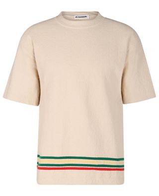 T-shirt en maille bouclette à rayures en coton recyclé JIL SANDER