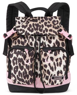 Leopard printed small recycled nylon backpack GANNI