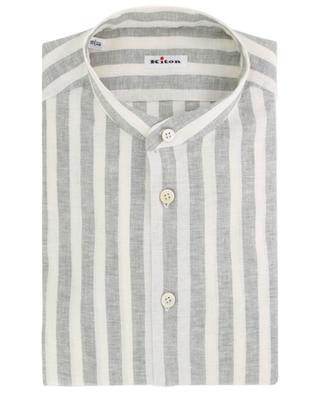 Mandarin collar striped linen shirt KITON