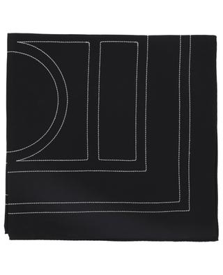 Monogram embroidered silk twill scarf TOTÊME