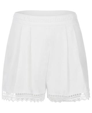 Front tuck poplin shorts with crochet lace ERMANNO SCERVINO
