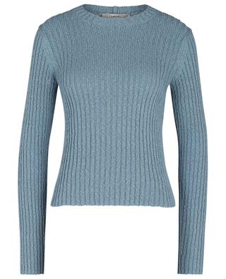 Rib-knit cotton and linen sheath crewneck jumper VINCE
