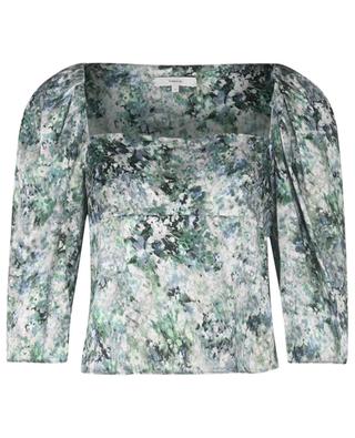 Painted Floral square neck puff sleeve top VINCE